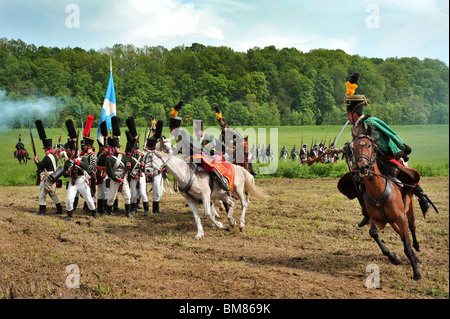 Historische Rekonstruktion der Kämpfe in den napoleonischen Kriegen. Stockfoto