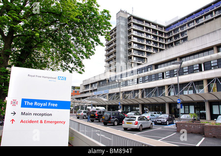 Haupteingang, Royal Free Hospital, Pond Street, Hampstead, London Borough of Camden, Greater London, England, Großbritannien Stockfoto