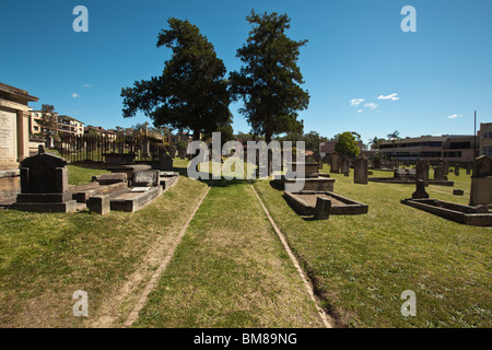 St Johns Friedhof am Parramatta ist die älteste bestehende Europäische Gräberfeld in Australien Stockfoto