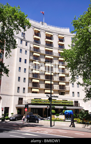 Hoteleingang, Dorchester Hotel, Park Lane, Mayfair, City of Westminster, Greater London, England, Vereinigtes Königreich Stockfoto