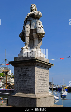 Wilhelm von Oranien Statue im Hafen von Brixham, Devon, uk Stockfoto