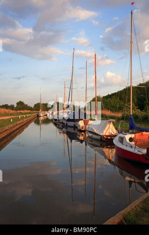 Deich mit Ankern Segeln von Horsey Entwässerung Mühle, Norfolk, England, Vereinigtes Königreich. Stockfoto