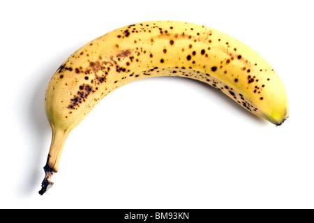 verwöhnte Banane isoliert auf weißem Hintergrund Stockfoto