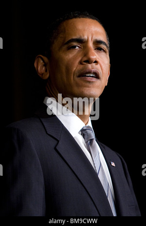 29. Juni 2009 – Washington, D.C. - Präsident Barack Obama hält seine Rede beim Empfang des National Finance Committee im Mandarin Hotel in der Innenstadt von Washington, D.C. Stockfoto