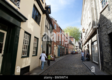 Historic Elm Hill in der Innenstadt von Norwich, Norfolk, England Stockfoto