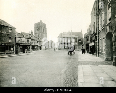 UK England, historische Suffolk, viktorianischen Beccles Zentrum Marktplatz um 1900 Stockfoto