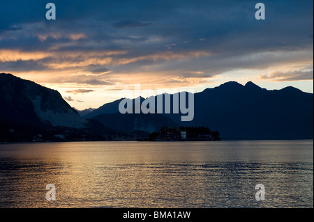 Sonnenuntergang, Isola Bella, Stresa, Lago Maggiore, Italien Stockfoto