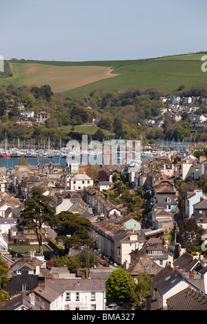 Großbritannien, England, Devon, Dartmouth, erhöhte Aussicht auf Stadt und Fluss Dart Stockfoto