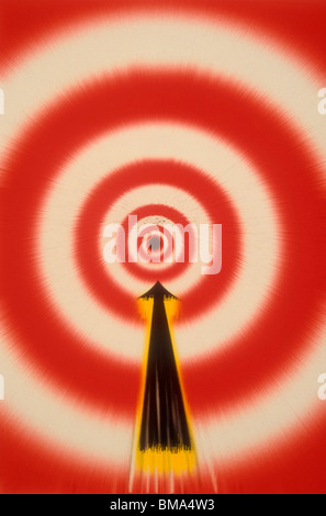 Beschleunigung in Richtung Bullseye Pfeil. Stockfoto