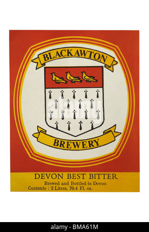 Blackawton Devon Best Bitter Flasche beschriften - Datum unbekannt. Stockfoto