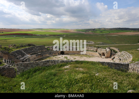 Römisches Amphitheater, Segobriga / Parque Arqueológico de Segóbriga, Saelices, Cuenca Provinz Kastilien-La Mancha, Spanien Stockfoto