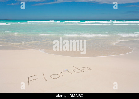 Geschrieben am Strand von Florida Stockfoto