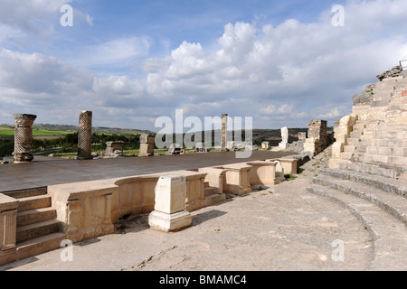 Römische Theater, Segobriga / Parque Arqueológico de Segóbriga, Saelices, Cuenca Provinz Kastilien-La Mancha, Spanien Stockfoto