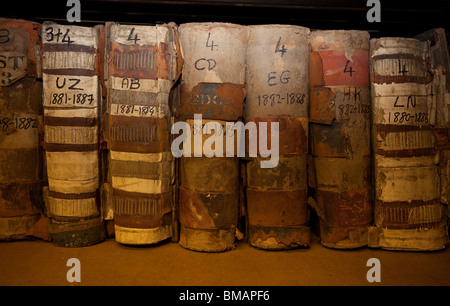 Ledger Datensätze von Kunden in Henry Poole Schneider, Savile Row London gespeichert. Stockfoto