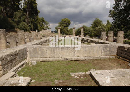 Tempel der Hera (Heraion). Dorischen Stil. Heiligtum von Olympia. Ilia Provinz. Region Peloponnes. Griechenland. Stockfoto