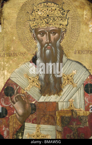 Papst Sylvester. Byzantinische Museum. Zante. Ionischen Inseln. Griechenland. Stockfoto