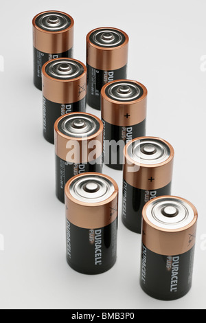 Acht Duracel Plus LR20 mn1300 1,5V alkaline-Batterien Stockfoto