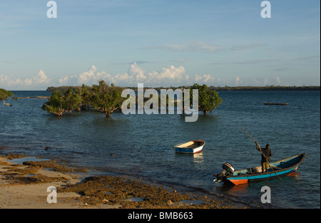 Angelboote/Fischerboote am Ufer, Shimoni, Kenia Stockfoto