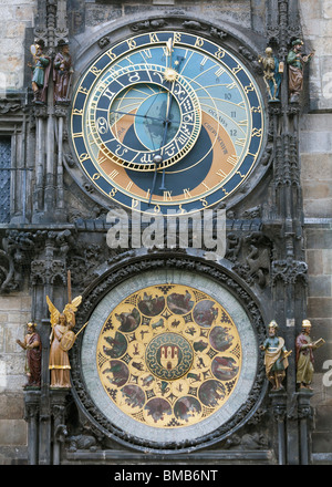 Rathaus Astronomische Uhr, Old Town, Prag, Tschechische Republik Stockfoto