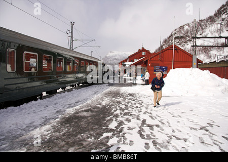 Berg-Station, Flamsbana Mountain Railway, Norwegen, Skandinavien, Europa Stockfoto
