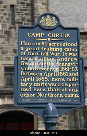 Camp Curtin historischen Marker und Monument in Harrisburg. Stockfoto