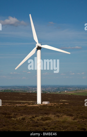 Windkraftanlage, Windpark Ovenden Moor Stockfoto