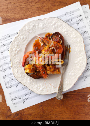 Brodetto eine einzelne Portion Tiger Garnelen Meeresfrüchte Hauptmahlzeiten Stockfoto