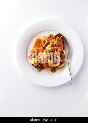 Brodetto eine einzelne Portion Tiger Garnelen Meeresfrüchte Hauptmahlzeiten Stockfoto