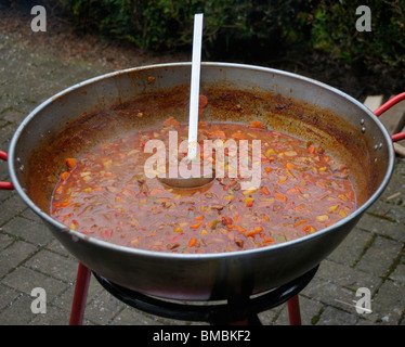 Gulasch ist in erster Linie eine Suppe, die auch als Eintopf, in der Regel aus Rindfleisch, Zwiebeln, Gemüse, Gewürze und Boden Paprika Pulver existieren. Stockfoto