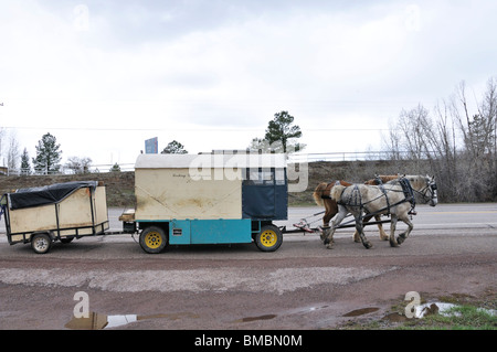 Wagonteamster - Wagen und Pferd Art des Reisens, USA Stockfoto