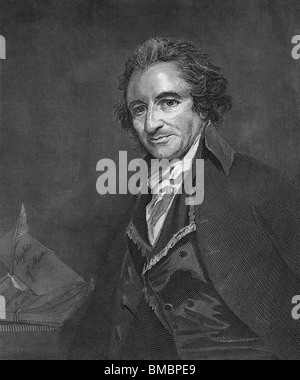 Porträt Kupferstich ca. 1794 des Autors, intellektuell, revolutionär und US Gründervater Thomas Paine (1737-1809). Stockfoto