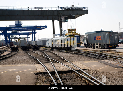 Northern Rail Fracht-terminal, Hafen von Felixstowe, Suffolk Stockfoto