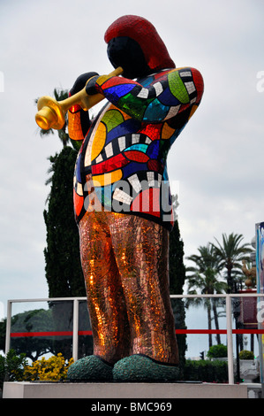 Miles Davis-Skulptur am Hotel Negresco in Nizza, Frankreich Stockfoto