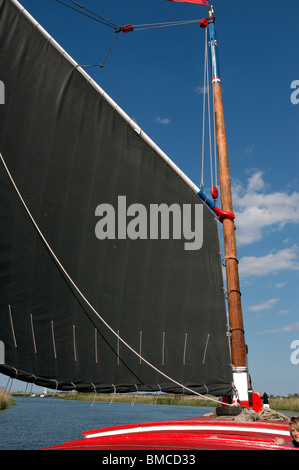 Mast und Segel von der historischen Norfolk Handel Wherry Albion Stockfoto