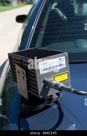 Automatisierte License Plate Reader montiert auf dem Stamm von einem Nebraska State Patrol Police Interceptor Ford Crown Victoria. Stockfoto