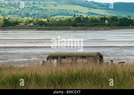 Mittleren Hide an Slimbridge WWT am Ufer des Flusses Severn, Gloucestershire Stockfoto