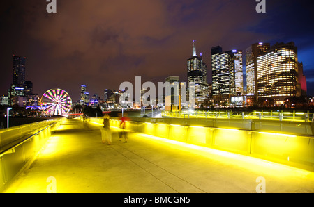 Melbourne City bei Nacht Stockfoto