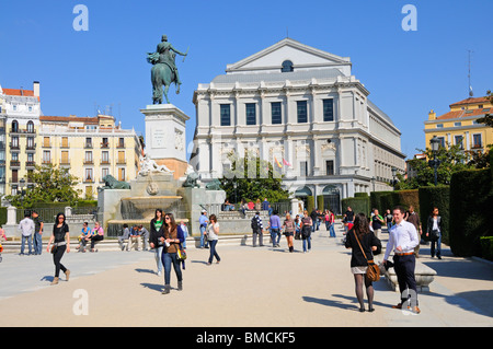 Madrid, Spanien. Plaza de Oriente. Teatro Real / Theatre Royal (1850) Stockfoto