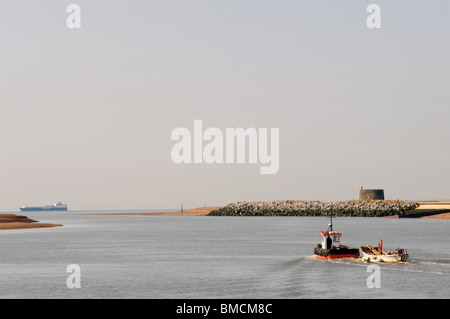 Deben Flussmündung, Fähre von Felixstowe, Suffolk, UK. Stockfoto