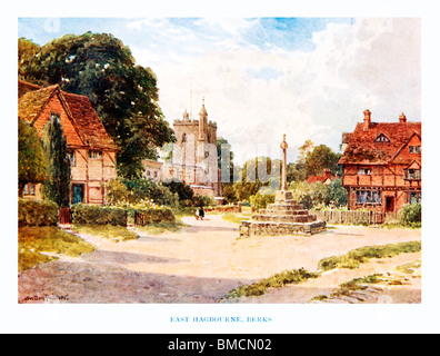 East Hagbourne, Berks, 1920 Aquarell von Sutton Palmer ein Dorf-Idylle in der Royal-Grafschaft Stockfoto