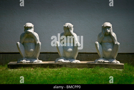 Statue von den drei weisen Affen - sprechen nichts Böses, nichts Böses sehen, nichts Böses hören. Stockfoto