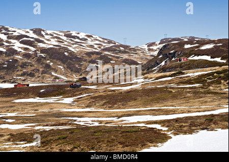 Remote-Ferienhäuser in der Nähe von Malset in Sognefjorden Vik Sogn Norwegen Stockfoto