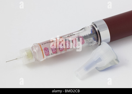 Ein Diabetiker Insulin-Pen auf weißem Hintergrund Stockfoto