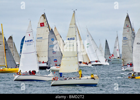 Teilnehmer im Jahr 2010 Swiftsure Classic yacht-Rennen-Victoria, British Columbia, Kanada. Stockfoto