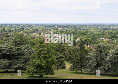 Blick vom König Heinrich Mound Aussichtspunkt in der Nähe von Pembroke Lodge in Richmond Park in der Nähe von London Stockfoto