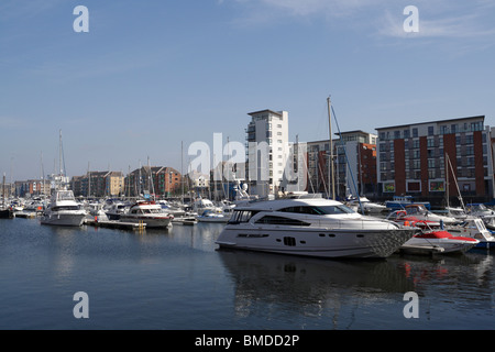 Die Ausdehnung von Swansea Marina in der Altstadt dock, Wales UK Stockfoto