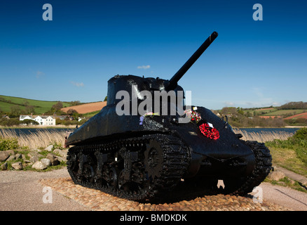 Großbritannien, England, Devon, Slapton Sands, Torcoss, Operation Neptune Katastrophe Sherman Tank Memorial Stockfoto