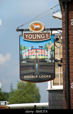 Doppelschleusen Gastwirtschaft Exeter Pub Schild Stockfoto