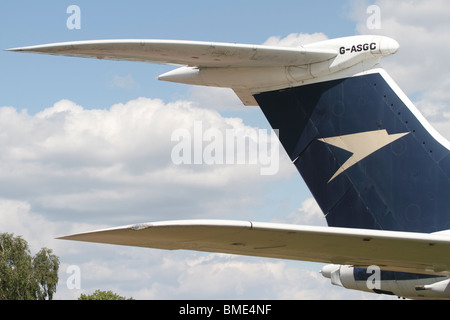 Markante Leitwerk der British Aircraft Corporation Super VC10 Duxford Aero Museum - Teil des Imperial War Museum. Die Vick Stockfoto