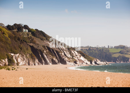 Großbritannien, England, Devon, Strete Tor Slapton Sands Strand, Blick auf Klippen bei Stoke Fleming Stockfoto
